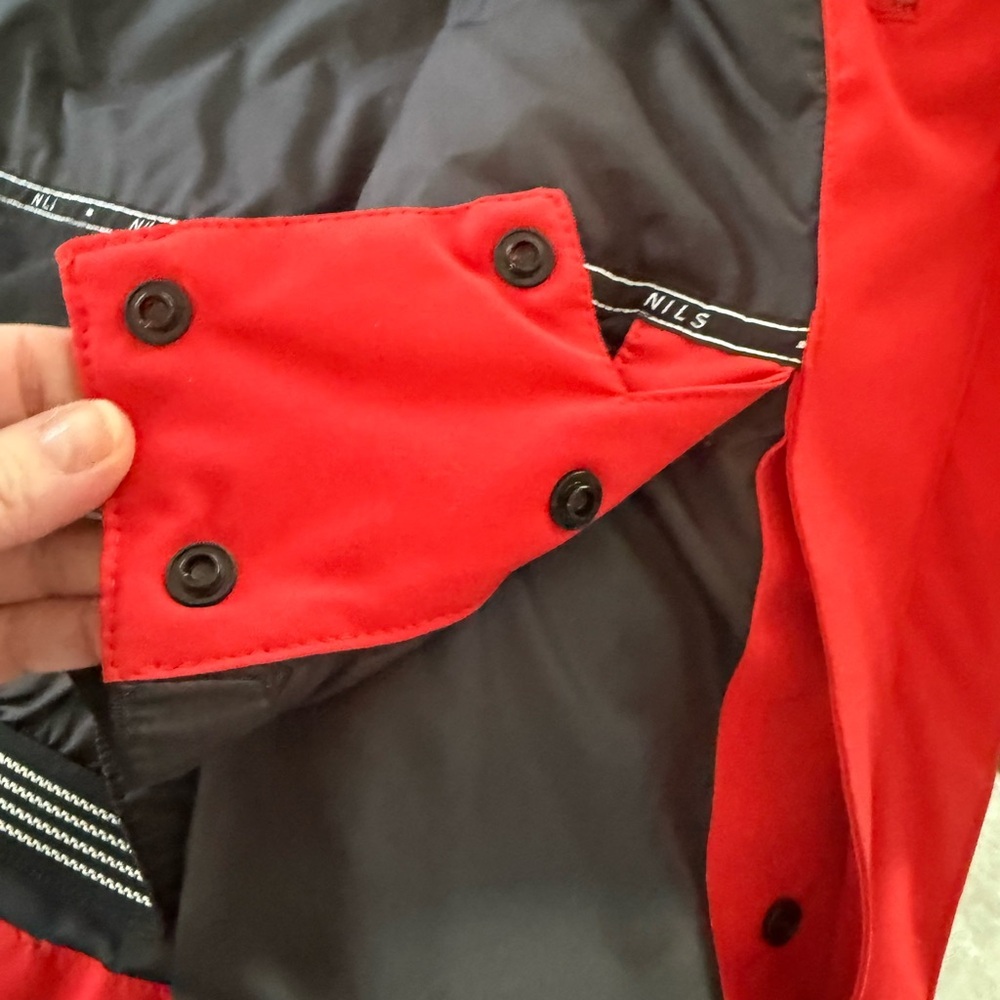 NILS Red Quilted Ski Jacket Fur Hood Waterproof Womens Winter Coat Size 8 - Picture 5 of 9
